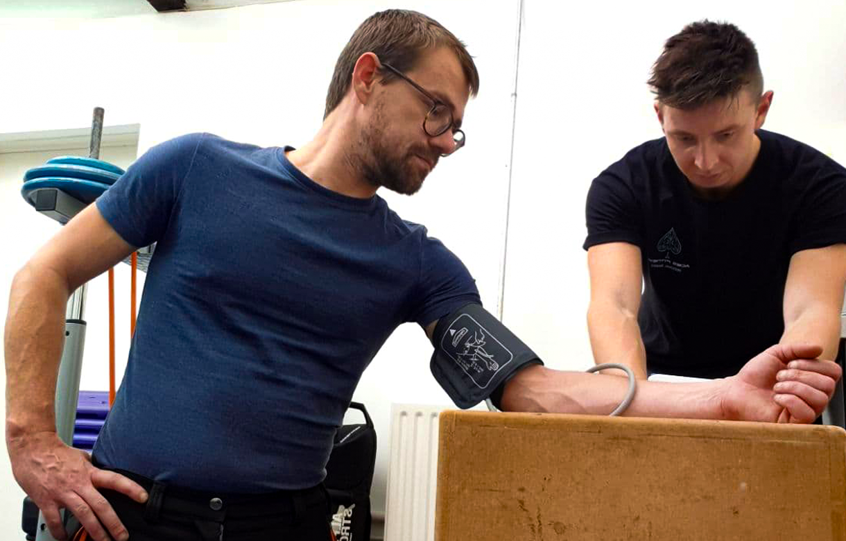 taking blood pressure